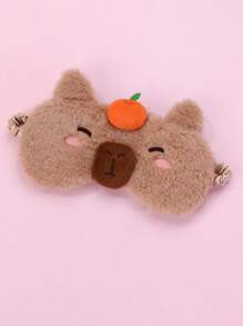 1pc Girls' Polyester Capybara Shaped Eye Mask, Soft Material, Suitable For Resting And Sleep, Blackout Design