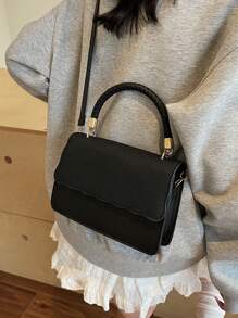 Bolso cuadrado cruzado de hombro de gran capacidad, unicolor, de estilo minimalista y moderno para mujer