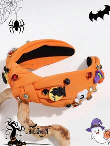 1 Băng đô phù thủy bí ngô ma thời trang cá nhân hóa dành cho nữ, thích hợp cho lễ Halloween và trang phục hàng ngày, phụ kiện Halloween, băng đô cài tóc cho nữ, phụ kiện tóc, vòng tóc, trang phục Halloween thiết yếu cho ngày lễ - Nhiều màu - Xem 11