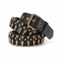 1pc Punk Rock Rivet Belt - Black Leather With Pyramid Studs & Leopard Print Bullet Head Buckle, Street Style Accessory For Daily & Holiday Outfits Summer, School Casual, Business, Boyfriend Husband Father Dad Men Gift, Daily Wear, Fashion, Teen, Outdoor, Vacation, Athletic, Travel, Street, Boho, Vintage Fall, Autumn, Halloween Autumn-Winter Accessories,Suitable For Teens, Youth,Men,Casual, Outdoor, Athletic, Vacation, Graduation Gifts, Birthday, Daily Wear