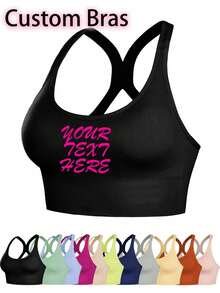 1PC Custom Women's Sexy Underwear, Can Be Customized With Personalized Text Your Name, Women's Sexy Camisole Sports Bra, Yoga Top, Women's Fitness Vest, Comfortable And Breathable Sports Underwear, Suitable For Daily Wear, Suitable For Festivals, Anniversaries, Special Gifts For Her