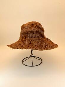 Boho 1pc Women's Sun Hat Spring/Summer Straw Bucket Hat With Wide Brim, Sun Protection, All Matched, Great For Daily Wear, Beach, Outdoors Bow - Multicolor - View 15