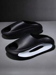 Fashionable Outdoor Sandals: Black Multi-Functional Beach Flip-Flops Made Of Durable Eva Material, Comfortable, Durable Eva Open Toe Slippers, Sporty Style, Thick Sole, Comfortable Shock Absorption, Non-Slip, Wear-Resistant