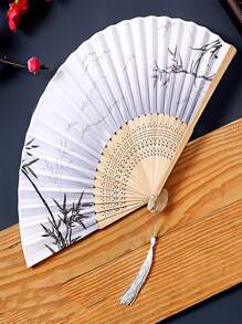 Eventail à main style chinois avec franges pour l'été, eventail pliant rétro Hanfu pour hommes, femmes, enfants, danse, fournitures scolaires, rentrée scolaire