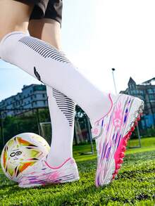 Kids Football Shoes For Boys And Girls Students, TF AG Studs, Artificial Grass & Natural Grass Training Soccer Shoes - Pink - View 4
