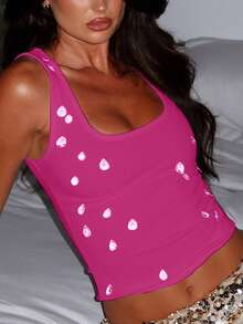 توب مثير بدون خياطة مزين بالراين ستون للنساء