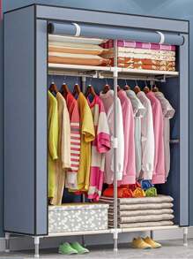 Spacious Dustproof Wardrobe With Steel Frame - Durable Clothes Storage Organizer For Bedroom, Home, Dorm & Entryway, Portable Closets Rental Housing Economy Clothing Storage And Sorting Non Woven Moisture-Proof Steel Pipe Dust Closed Simple Thickened Cloth Cabinet Wardrobe
