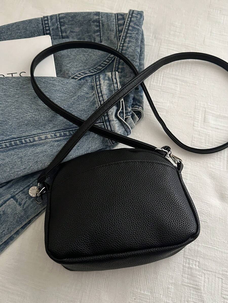 حقيبة هاتف كاجوال بلون واحد للنساء، حقيبة كتف على شكل صدفة كلاسيكية، حقيبة سفر صغيرة