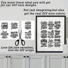 ELEWINS 12 ورقة من أغلفة الأكواب UV DTF لأكواب 16 أونصة - أغلفة أكواب معزولة بكلمات مضحكة مقاومة للخدش والتلف الدائم للزجاج والأكواب - تحويلات UV DTF سهلة الإزالة للأسطح الملساء