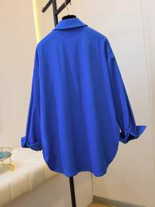 Chaqueta casual de mujer de ajuste holgado, con cuello vuelto y manga larga