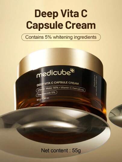  Medicube Deep Vitamin C Gold Capsule Ansiktskräm - Liposomkapslar För Rynkor Och Hudglans - Transparent Gel För Strålande Återfuktning - Koreansk Hudvård 55g