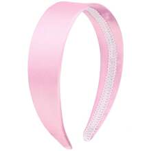 Wecoe Brown Satin Headband Women 1.6 Inch Wide Silk Headband Non Slip Fashion Neutral Colors Plain Hair Band DIY Holiday Hair Accessories For Women Girls Diademas Para Mujer Gifts - 粉紅色 1 - 查看 1