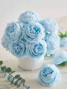 12/24 件仿真牡丹花，带茎，用于婚礼派对装饰、蛋糕装饰和家庭客厅餐桌中心装饰、假植物、秋季装饰、房间、书桌、花园装饰、房间装饰用品