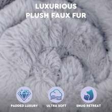 Cat Beds For Indoor Cats Dog Crate Pad Warm Fluffy Plush Dog Kennel Bed Flat Mat Blanket For Small Dogs Kitten Washable Crate Mat For Puppy Cages Faux Fur Grey 24 X 18'' - 24''Lx18''Wx1.5''Th - View 2