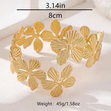 1pc Elegant Fashion Metal Flower Armband, Suitable For Women's Daily And Holiday Wear