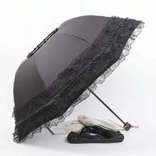 Vintage Lace Parasol Foldable Gothic Lolita Umbrella Rain Anti-Uv Protection Sunblock Umbrella Dome Photo Props Girls Parasol - Purple - View 1