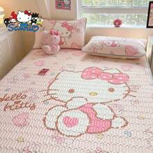 Sanrio 1set Sanrio Hello Kitty Cartoon Print Cooling Mat - Soft, Breathable Latex, Foldable & Portable Summer Bedding For Bedroom, Guest Room, Apartment, Hostel - Machine Washable Polyester Mat With Cute Kitty Design, Breathable Mat | Cartoon Print Mat