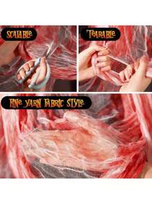 30*72IN Halloween Bloody Cheesecloth, Thin Gauze For Halloween Party Supplies, Bar, Haunted House, Escape Room, Horror Atmosphere Decor, Outdoor Patio, Home Wall Staircase Railing Decoration, Halloween Decor