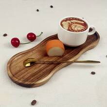 Wooden Serving Tray, Wooden Platter Suitable For Snacks, Dinner, Afternoon Tea And Sushi - Useful For Desserts, Cheese, Bread, Fruits, Kitchen Countertop Decor And Dining - Coffee Brown - View 2