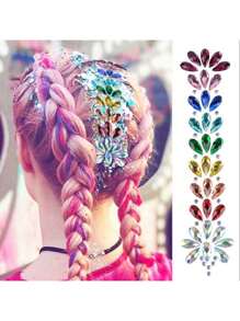 INS Music Festival Rhinestone Makeup Hair Jewels - Brow Gems, Forehead Crystals, European And American Hair Accessories, Suitable For Parties, Gatherings, Makeup And Costume Balls