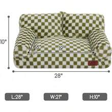 Hollypet Fluffy Plush Dog Pet Couch Soft Calming Sofa Bed Medium Small Cats And Dogs, Gray - White - View 4