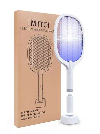 Raqueta de matamoscas eléctrica recargable 2 en 1, matamoscas eléctrica 2 en 1, 1 paquete
