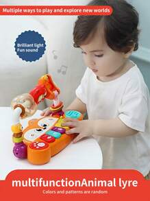 1pc Baby Fox Electronic Piano Toy, Multifunctional Early Education Intelligent Musical Toy, Suitable As Baby Gift (Color & Expression Pattern Random)