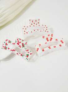 3pcs/1pc New Cute Fruit Design Hair Claw Clips, Strawberry & Cherry Hair Clips, Square Red And Green Hair Claws, Thick & Thin Hair Non-Slip Styling Alligator Hair Clips For Women & Girls Fashion Hair Accessories