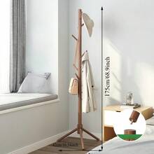 Perchero de madera maciza Perchero de madera maciza sencillo para el hogar Perchero de haya Perchero para sala de estar o dormitorio de piso a techo - Multicolor - Ver 14