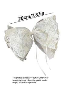 1 件纯色网状涤纶（聚酯纤维）蕾丝大蝴蝶结发夹 | 优雅后脑勺马尾发夹 | 蓬松弹簧夹，打造童话发型，发饰，爪夹，发夹，发夹，发夹 - 彩色 - 查看 7