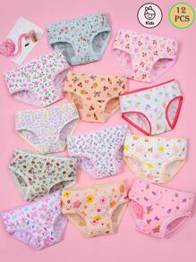 12 piezas de bragas para niñas preadolescentes, sin sensación de cuña, suaves, transpirables, aptas para todas las estaciones, con patrones surtidos (diseños aleatorios)