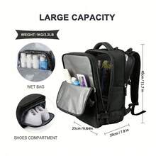 Extra Large Travel Backpack, 40*25*20cm, Carry-On Cabin Bag . Built-In Separate Shoe Compartment, Large Capacity Backpack. - Black - View 10