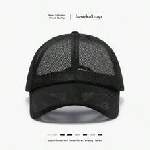 1pc Men's Breathable Mesh Baseball Cap, Adjustable Summer Casual Sun Protection Hat For Fishing
