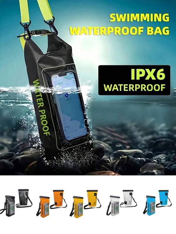 1 pieza Bolso bandolera de alta calidad 2L/5L con acceso a pantalla táctil - Diseño de 7 pulgadas de gran calidad, bolso seco compacto y ligero para deportes al aire libre, senderismo, surf, kayak, campamento, mochila de calidad alta, equipo de senderismo
