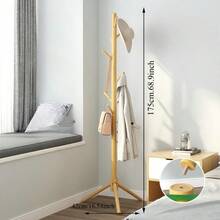 Perchero de madera maciza Perchero de madera maciza sencillo para el hogar Perchero de haya Perchero para sala de estar o dormitorio de piso a techo - Multicolor - Ver 6