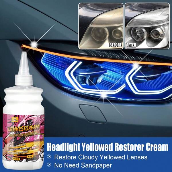 Car Headlight Restoration Brightness Renewal Cream For Yellowing Of Front Lights And Lampshades Without Polishing, Suitable For Cars, Motorcycles, RVs, Etc