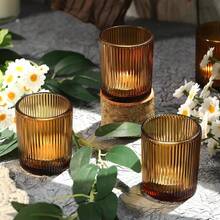 36pcs Vintage Amber Votive Candle Holders, Glass Small Tea Lights Candle Holders For Table Centerpiece For Home Decor Party Fall Boho Decor (36, Amber) - Amber_ - View 2
