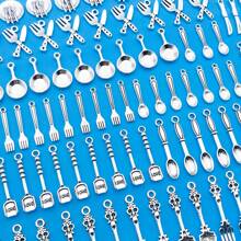 Mix 100 Pieces Of Alloy Antique Silver Tableware Charms Series Pendants Accessories, Suitable For DIY Necklace, Earring, Keychain Jewelry Making Fashion Accessories.