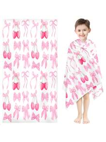 1PC Butterfly Beach Towel Using Pink Bow Design, And Cute Suitable For Beach Play And Giving Away To Little Girls