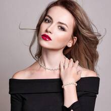 Glenmal Pearl Rhinestone Jewelry Set For Women Pearl Necklace Bracelet Earrings For Wedding Birthday Bridal Shower Tea Party - 迷人風格 - 查看 4