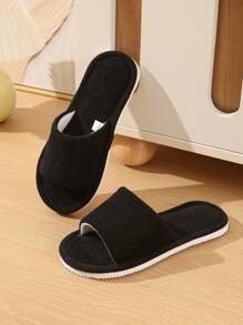 Women's Corduroy Open Toe Slippers, Beige For Spring/Summer Home Indoor House Slipper