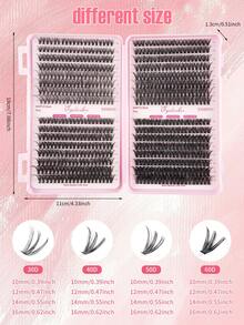 640 件睫毛簇 10D+20D+30D+40D+60D+80D+100D DIY 睫毛延长仿貂睫毛 - 优质 D 卷曲自然卷曲单根睫毛簇，用于 DIY 睫毛延长 - 可重复使用、轻巧且易于粘贴睫毛簇、睫毛簇、单根睫毛、睫毛、假睫毛 - D - 查看 10
