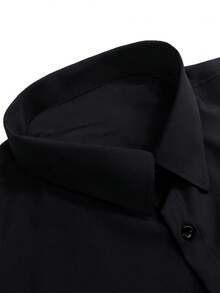 Men's Solid Color Long Sleeve Casual Dress Shirt, For Fall