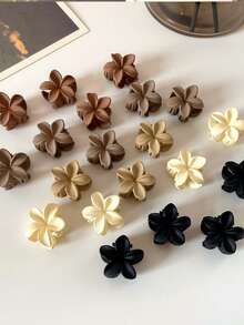 20 piezas/10 piezas/5 piezas Set de Pinzas de Flequillo Mini, Pinzas para el Cabello de Estilo Minimalista Princesa de Color Café Mate, Accesorios para el Cabello con Diseños Surtidos, Pinzas de Garra de Otoño de Moda de Invierno para Atuendos de Vacaciones para Mujer