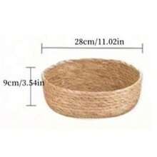 1 pieza Cesta de almacenamiento de paja tejida para frutas, aperitivos y juguetes - Cesta decorativa redonda para el hogar para el baño y la organización de la mesa, cesta de regalo - Caqui - Ver 14