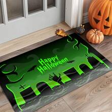 1/2 Piezas Felpudo de Halloween, con respaldo de goma, decoración de entrada de Halloween, decoración para interiores y exteriores, alfombra de cocina, alfombra de drenaje de poliéster, para cocina, sala de estar, entrada, balcón, decoración del hogar, resistente a las manchas, cafetería, bar, fiesta, regalo festivo, dormitorio, decoración del baño