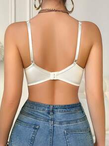 女士花卉刺绣网眼支撑垫文胸 - 黃色 - 查看 3