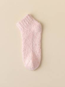 3双随机款柔软珊瑚色保暖防滑短袜，女士款，保暖内衬，适合室内、派对、INS风穿着，舒适保暖。 - 彩色 - 查看 12