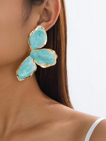 1 Pair Hand-Painted Enamel Drip Oil Tulip Gold Earrings, Suitable For Everyday, Holidays, Birthday, Mother's Day, Girlfriend Or Daughter Surprise Gift