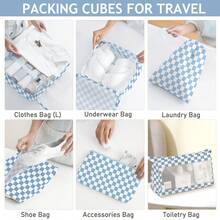 8 Set Travel Essentials, Suitcase Organizer Bags, Packing Cubes, Storage Bag, Travel Organizer Bags, Vacation Essentials, Travel Accessories, Cruise Essentials, Beach Essentials, Purse Essentials, School Supplies, Suitable For Organization And Storage - 藍色格子 - 查看 5